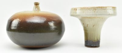 TWO VINTAGE STUDIO POTTERY STONEWARE VASES