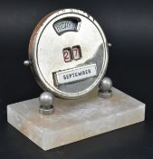 ART DECO STEEL & ONYX PERPETUAL DESK CALENDAR
