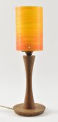 MID CENTURY TEAK AND SPUN FIBERGLASS TABLE LAMP