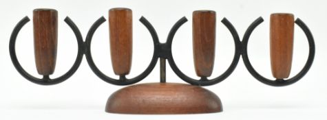 VINTAGE MID CENTURY DANISH TEAK & CHROME CANDLESTICK