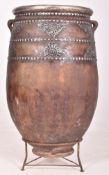 LARGE VINTAGE WEATHERED & SILVER PAINTED TERRACOTTA GARDEN AMPHORA VASE