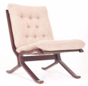 SCANDINAVIAN 20TH CENTURY BENTWOOD & UPHOLSTERED EASY LOUNGE CHAIR