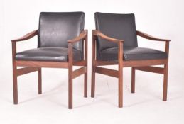 DANISH MID CENTURY TEAK & LEATHER OFFICE CARVER CHAIRS