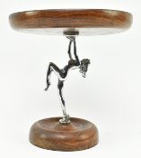 ART DECO 1930S OAK & CHROME METAL BON BON CENTREPIECE DISH