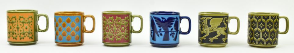 HORNSEA POTTERY - SIX VINTAGE MID CENTURY CERAMIC MUGS IN BOX