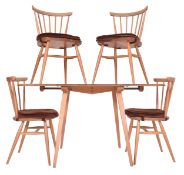 ERCOL - MID CENTURY BEECH & ELM DROP LEAF TABLE WITH CHAIRS