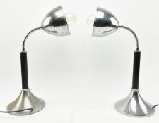 PAIR OF MID CENTURY CHROME GOOSENECK DESK LAMPS