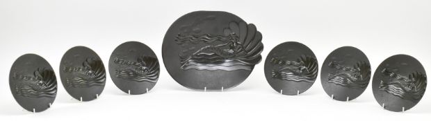 MODERN STYLISTS - COLLECTION OF SEVEN VINTAGE DECO STYLE PLASTIC PLATES