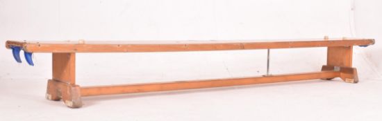 LARGE RETRO 20TH CENTURY PINE SCHOOL HALL BENCH