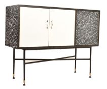 MID CENTURY DESIGNER TEAK AND FORMICA SIDEBOARD CREDENZA