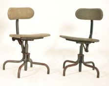 TWO RETRO MID 20TH CENTURY INDUSTRIAL MACHINIST SWIVEL CHAIRS