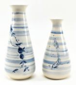 KEN BLEZAD - TWO KAY POTTERY CORNWALL BLUE AND WHITE VASES