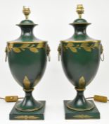 BELIEVED PORTA ROMANA PAIR OF CONTEMPORARY TOLEWARE STYLE DESK LAMPS