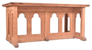 GOTHIS STYLE LATE 19TH / EARLY 20TH CENTURY PITCH PINE ALTAR TABLE