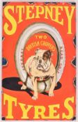 STEPNEY TYRES - ENAMEL STYLE HAND-PAINTED ON BOARD SIGN