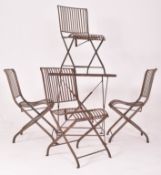 RETRO 20TH CENTURY METAL TABLE WITH EIGHT CHAIRS