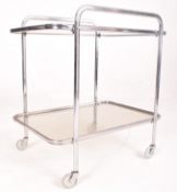 RETRO MID CENTURY ITALIAN STYLE GLASS & CHROME TWO TIER DRINKS TROLLEY