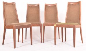 G-PLAN - FRESCO - FOUR MID CENTURY TEAK & VELVET DINING CHAIRS