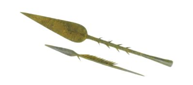TWO VINTAGE AFRICAN TRIBAL SPEAR HEADS