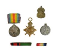 WWI FIRST WORLD WAR MEDAL GROUP & BADGES