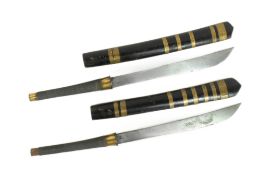 PAIR OF SOUTH EAST ASIAN BURMESE DHA SWORDS