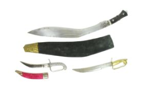 LARGE INDIAN KUKRI KNIFE & TWO SMALLER DAGGERS