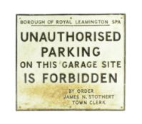 MOTORING INTEREST - VINTAGE GARAGE SIGN FROM LEAMINGTON SPA