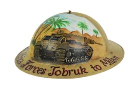 WWII SECOND WORLD WAR SOUTH AFRICAN MKII HELMET WITH MEMORIAL ARTWORK