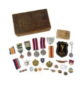COLLECTION OF WWII SECOND WORLD WAR MEDALS & OTHER BADGES