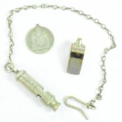 ARP / POLICE RELATED ITEMS - WHISTLE & FOB MEDAL