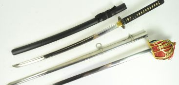 REPLICA BRITISH BASKET HILTED SWORD & DISPLAY KATANA