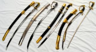 COLLECTION OF X5 REPLICA SWORDS