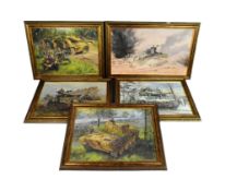 DAVID PENTLAND - X5 ORIGINAL OIL ON CANVAS MILITARY PAINTINGS