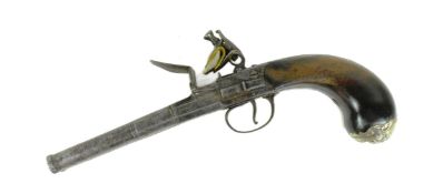 18TH CENTURY QUEEN ANNE DOUBLE BARRELLED FLINTLOCK PISTOL