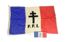WWII SECOND WORLD WAR FREE FRENCH FORCES FLAG & ARMBAND