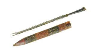 BARBED AFRICAN SPEAR HEAD CONVERTED INTO A SWORD