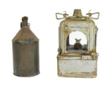RAILWAYANA - VINTAGE GWR OIL CAN & ADLAKE OIL LAMP