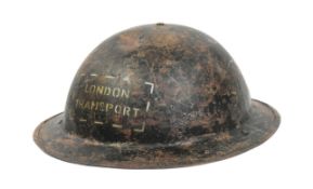 WWII SECOND WORLD WAR BRITISH LONDON TRANSPORT HELMET.