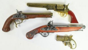 COLLECTION OF REPLICA FLINTLOCK PISTOLS & REVOLVERS