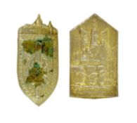 TWO WWII SECOND WORLD WAR GERMAN TINNIE BADGES