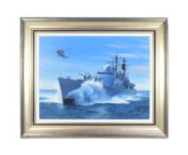 HMS EXETER - CHRIS FRENCH OIL ON BOARD