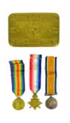 WWI FIRST WORLD WAR MEDAL TRIO & PRINCESS MARY TIN