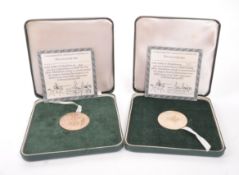 BRISTOL JOUSTING TOURNAMENT - TWO 1973 SILVER MEDALLIONS