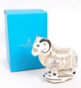 ROYAL CROWN DERBY - HERITAGE RAM PAPERWEIGHT BOXED
