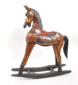 FOLK ART PAINTED CARVED ROCKING HORSE