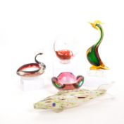 COLLECTION OF MID CENTURY STUDIO ART GLASS BIRDS & FISH