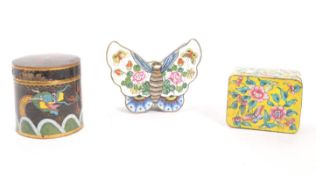 COLLECTION OF THREE CHINESE CLOISONNE LIDDED POTS