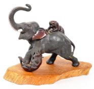 MEIJI PERIOD LATE 19TH CENTURY BRONZE ELEPHANT / TIGER FIGURE