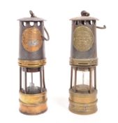 HAILWOOD & ACKROYD - TWO BRASS SAFETY MINERS LAMPS