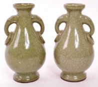 TWO VINTAGE CHINESE CRACK GLAZE BALUSTER VASE